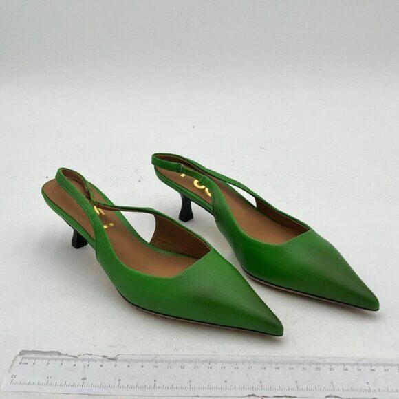 FSJ Women's Mid Kitten Heel Slingback Sandal Pointy Toe Sexy Pumps Comfortable - Picture 2 of 8